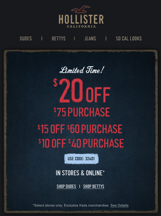 current hollister promo codes